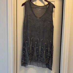 Gray Embroidered Sleeveless Dress